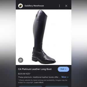 Leather Long Riding Boots In Black   NWOT